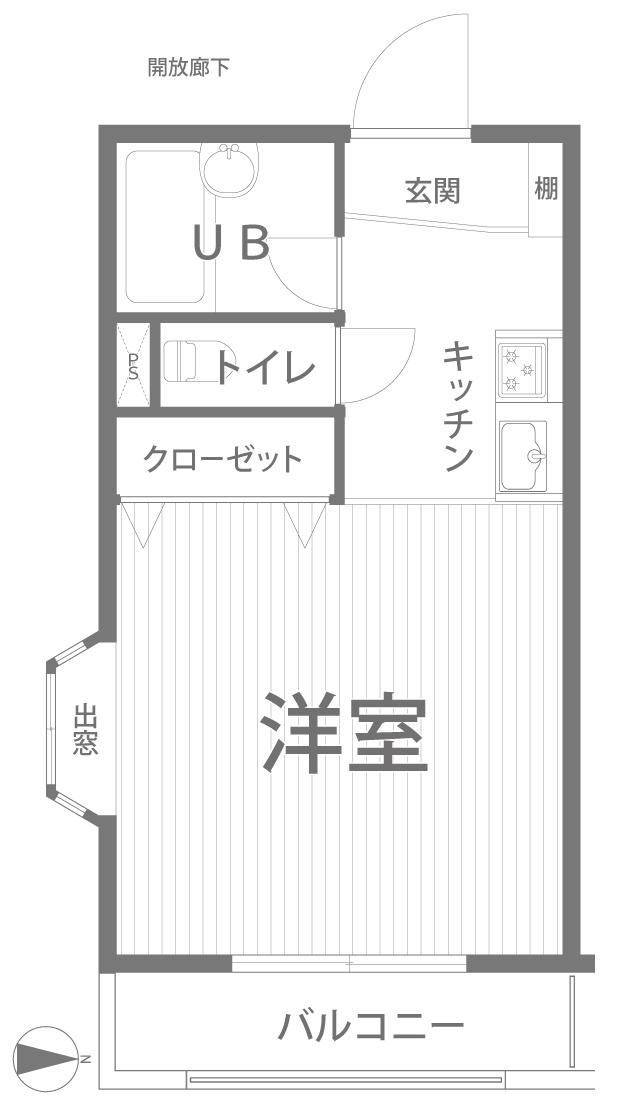 ウェーブレジデンス今村公園(1K/2階)の間取り写真