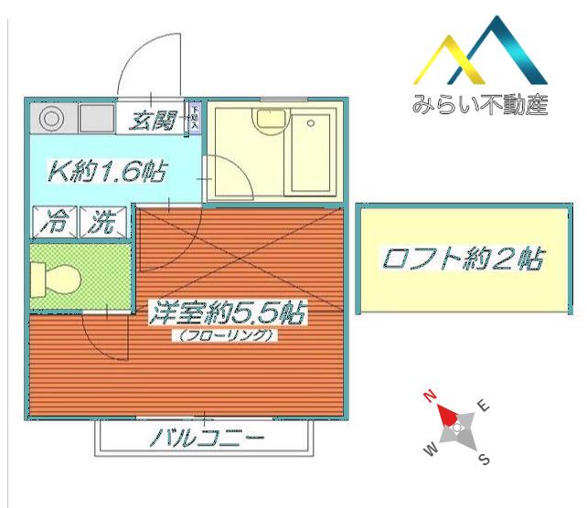 ブランニュー高島台(1K/3階)の間取り写真