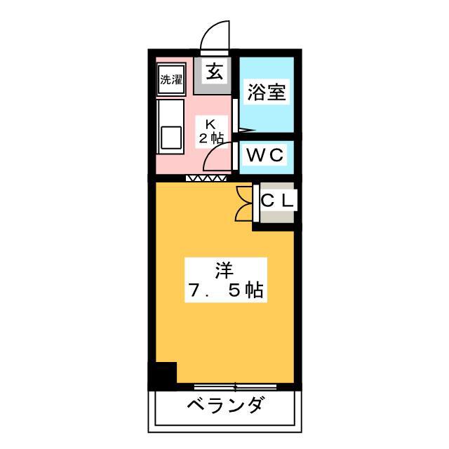 サンハイツ K(1K/3階)の間取り写真