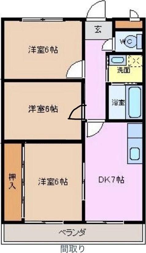 レジデンスときわ(3DK/3階)の間取り写真