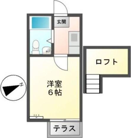 城前ハイツ B(1K/2階)の間取り写真