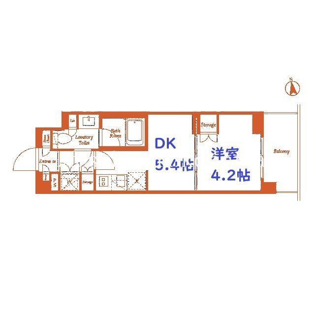 ラティエラ横濱鶴見(1DK/1階)の間取り写真