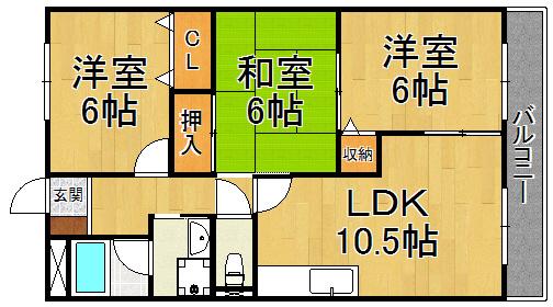 フローリーハイツ2(3LDK/2階)の間取り写真