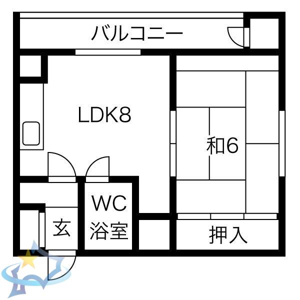 リベルティ大通(1LDK/4階)の間取り写真
