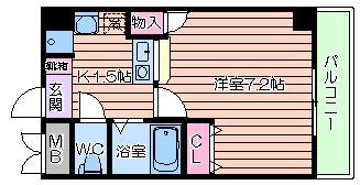 プレアデス烏ヶ辻(1K/2階)の間取り写真