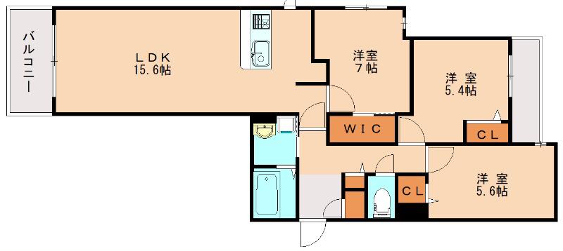 グランパジュン(3LDK/2階)の間取り写真