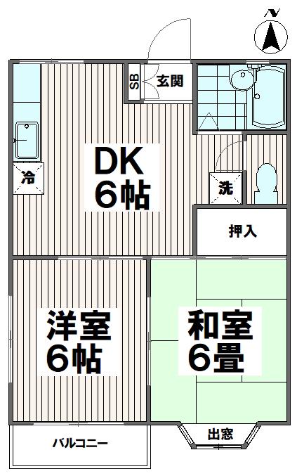 ルーラル(2DK/1階)の間取り写真