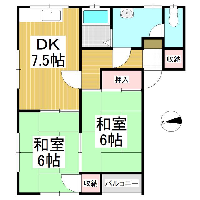 NAGAWA142(2DK/1階)の間取り写真