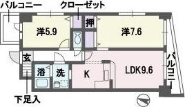 エムロード平尾(2LDK/13階)の間取り写真