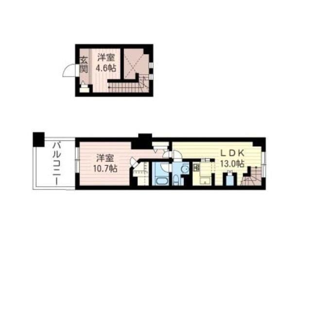 レジデンスシャルマン月島(2LDK/2階)の間取り写真