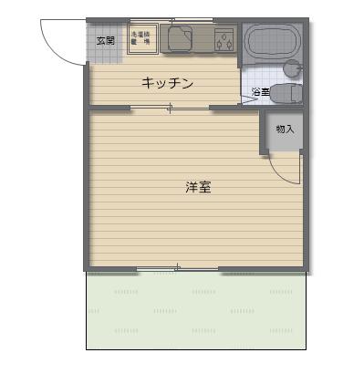 ハイツ城東(1K/1階)の間取り写真