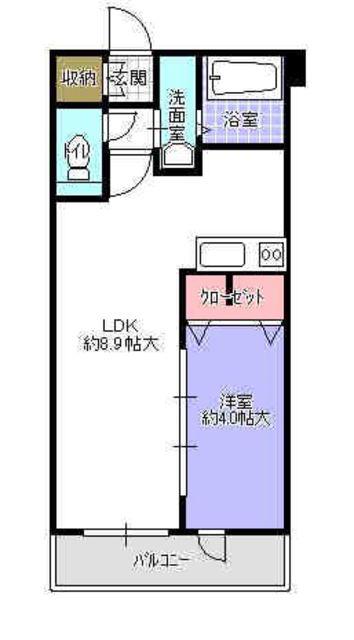 シャローム天神北(1LDK/2階)の間取り写真