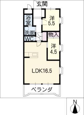 サンパーク庄内通(2LDK/1階)の間取り写真