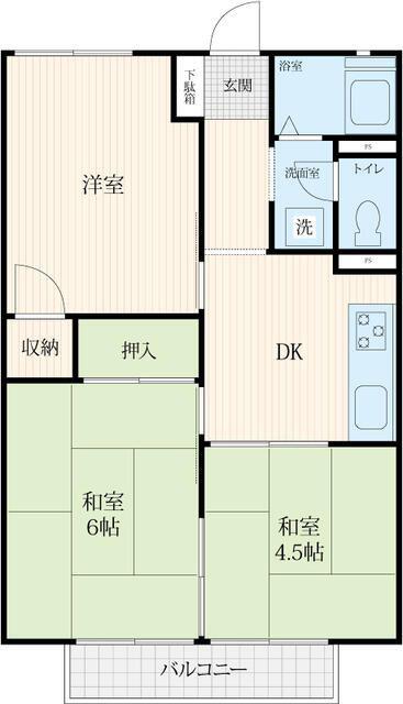 グリーンハイツ(3DK/2階)の間取り写真