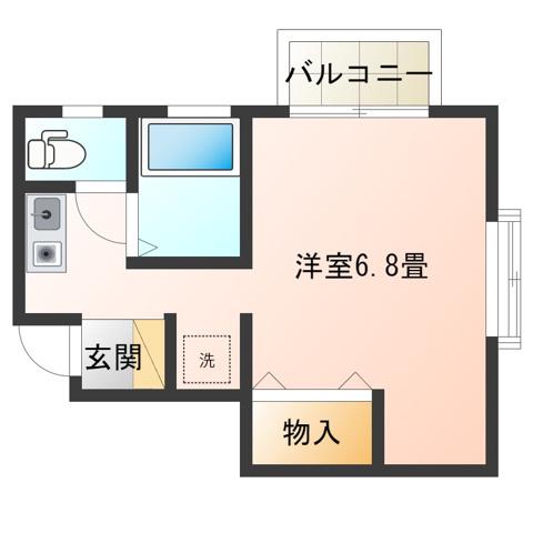 システィハイム(ワンルーム/2階)の間取り写真