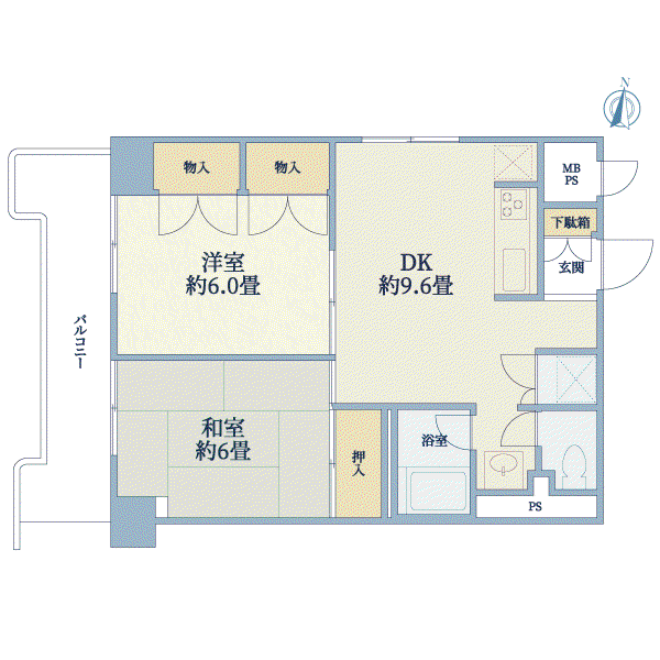 藤和護国寺コープ(2DK/7階)の間取り写真