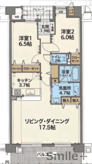 リビンコート問屋町タワー(2LDK/4階)の間取り写真
