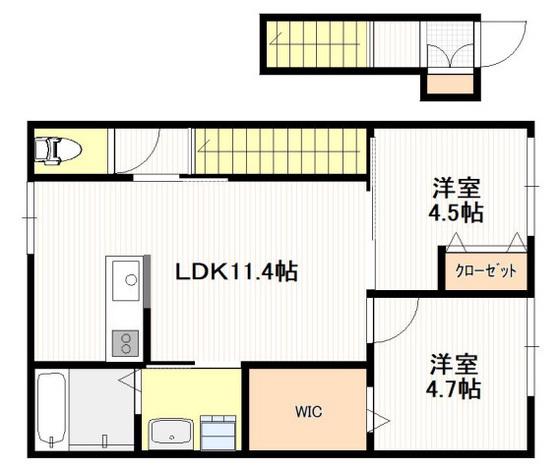八幡5丁目アパート(2LDK/2階)の間取り写真