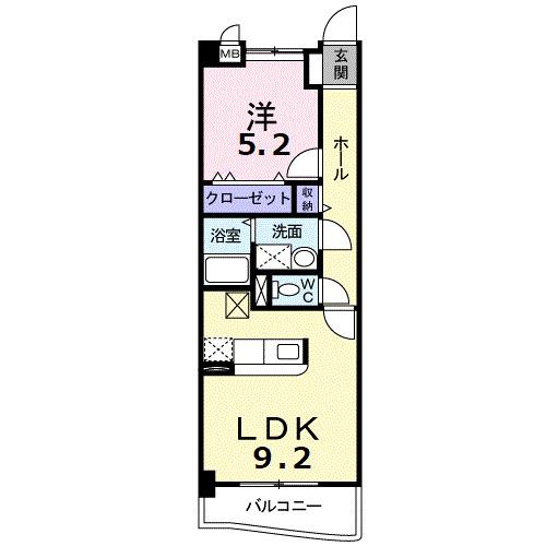 メゾンアウローラ(1LDK/2階)の間取り写真