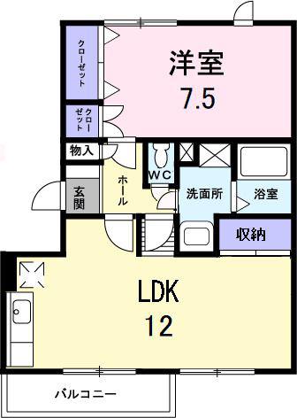 メゾンエレガントI(1LDK/2階)の間取り写真