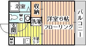 モリハイム大桐(1K/4階)の間取り写真