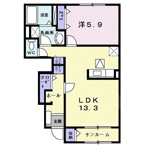 シュトラール(1LDK/1階)の間取り写真