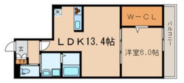 メゾンシャルム(1LDK/3階)の間取り写真