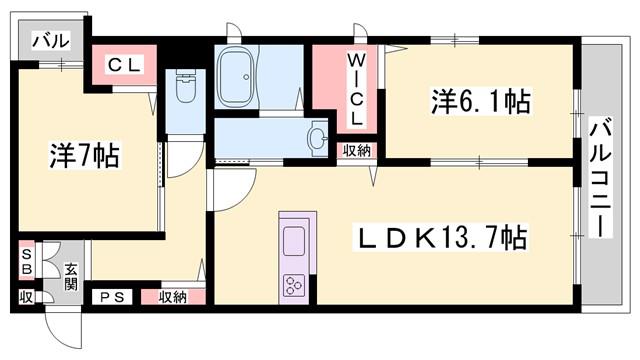 リラフォート白坂(2LDK/2階)の間取り写真