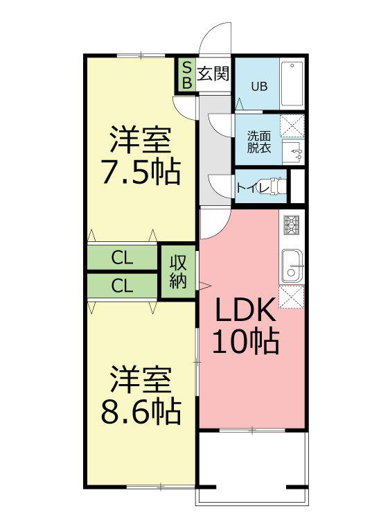 サンイースト(2LDK/1階)の間取り写真