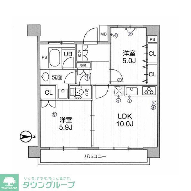 HF大森町レジデンス(2LDK/1階)の間取り写真