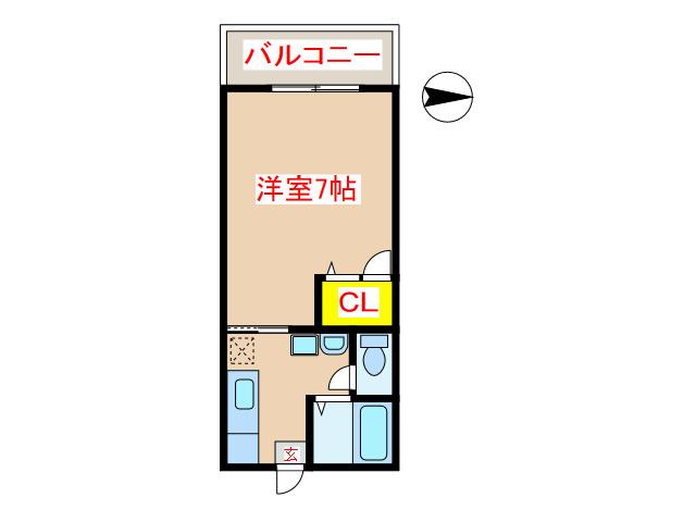 パールハイツ A棟(1K/2階)の間取り写真