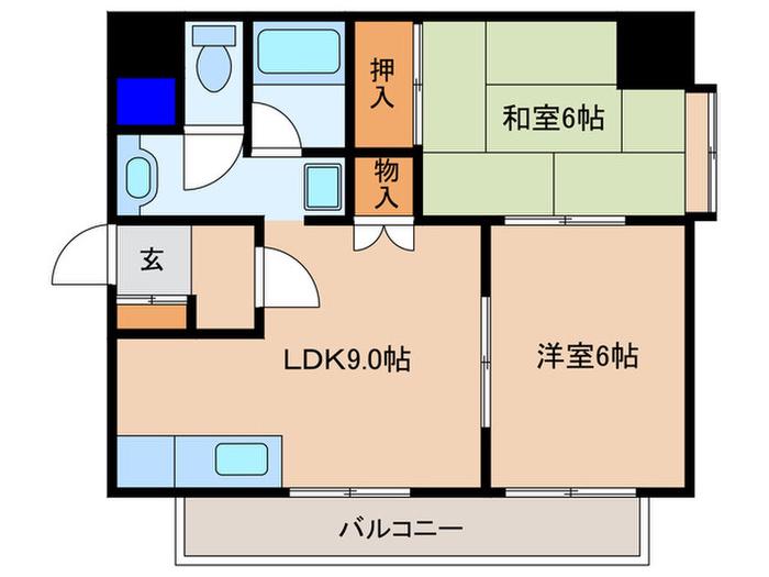 ツバサ石田ビル(2LDK/3階)の間取り写真