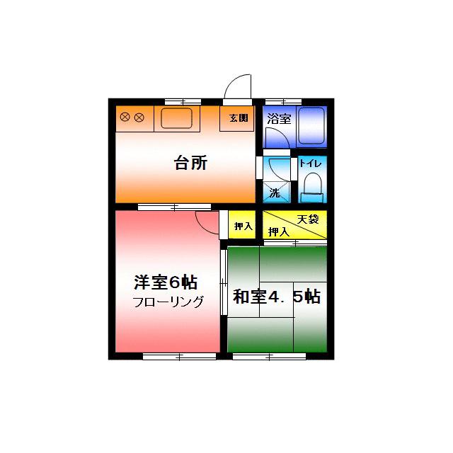 サンライフ湘南(2DK/2階)の間取り写真