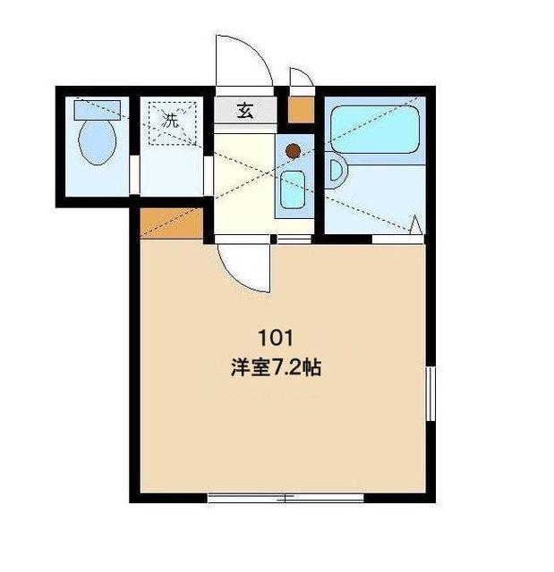 ロジュマン鹿沼台(1K/2階)の間取り写真