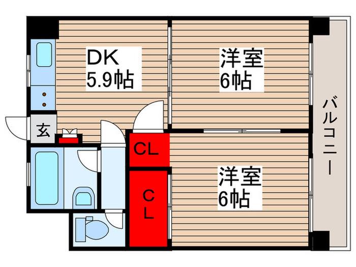 メゾンド冬木(2DK/1階)の間取り写真