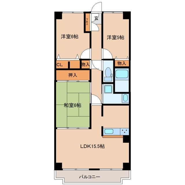 ラスティコート南仙台(3LDK/7階)の間取り写真