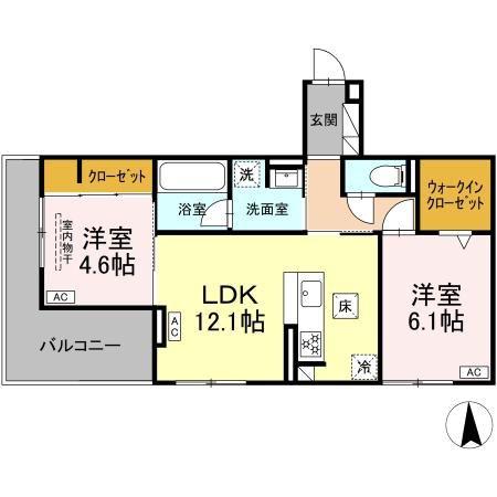 D-CRINUM川島田(2LDK/1階)の間取り写真