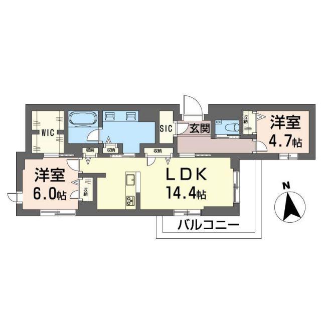 セントリビエ江北(2LDK/1階)の間取り写真