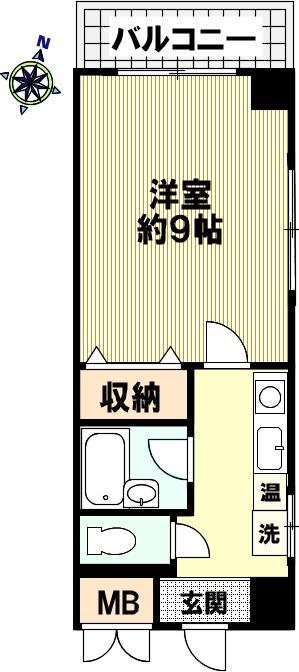 グランドハイツ上筒井(1K/6階)の間取り写真