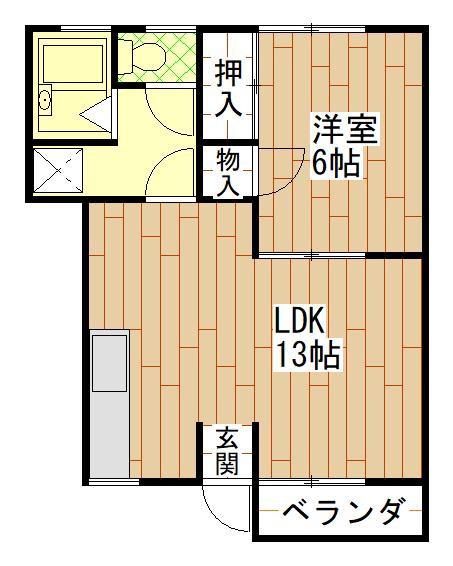 コーポJパーク(1LDK/1階)の間取り写真