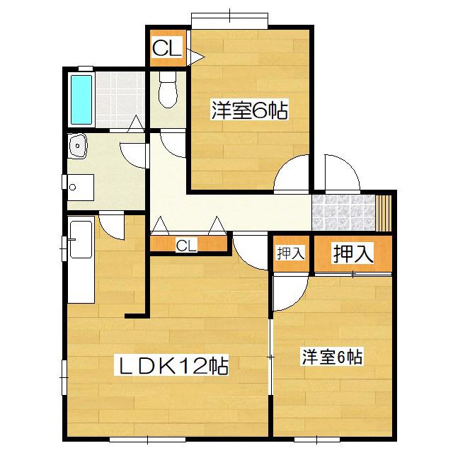美しヶ丘エクセレンスII B(2LDK/2階)の間取り写真