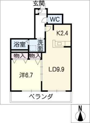 カステリヨンハウス(1LDK/2階)の間取り写真