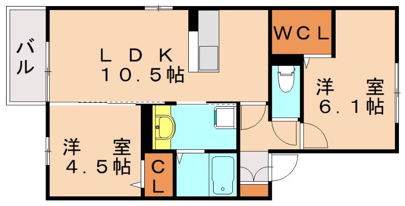 コーポ浅川(2LDK/1階)の間取り写真