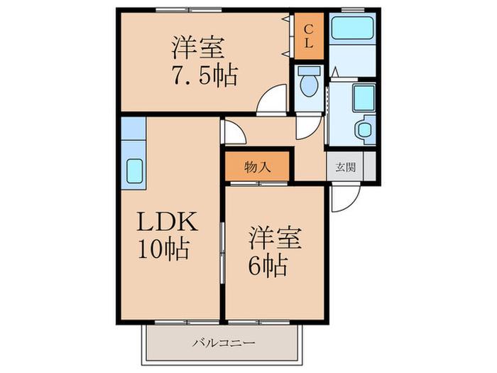 ウィンディア99(2LDK/2階)の間取り写真