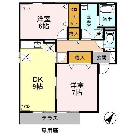 セントラルハイツA/B/C(2DK/1階)の間取り写真