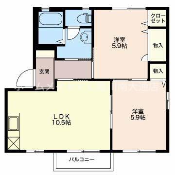 シエモア大崎D(2LDK/2階)の間取り写真