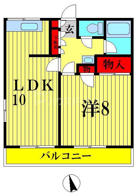 マンション南松戸(1LDK/3階)の間取り写真