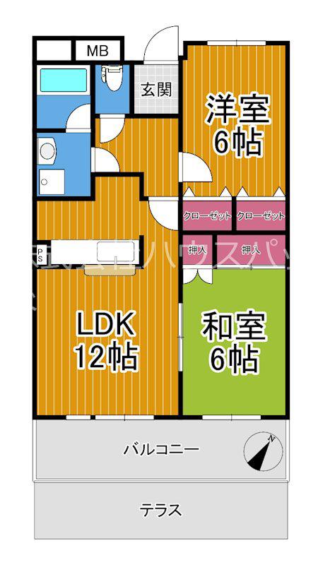 コーポラス弥生(2LDK/1階)の間取り写真