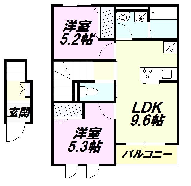 ルナフェリーチェ(2LDK/2階)の間取り写真