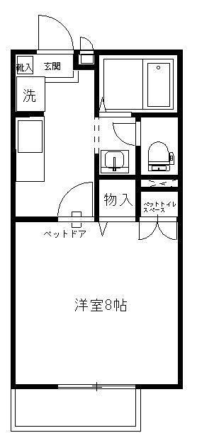 ローズマリー中今泉(1K/1階)の間取り写真